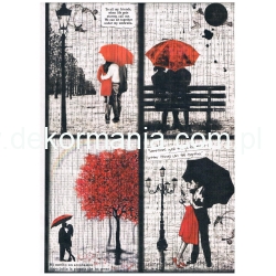 Papier ryżowy Ciao Bella A4 21*29,7cm P011 , Walentynki,Miłość, parasol, ławeczka